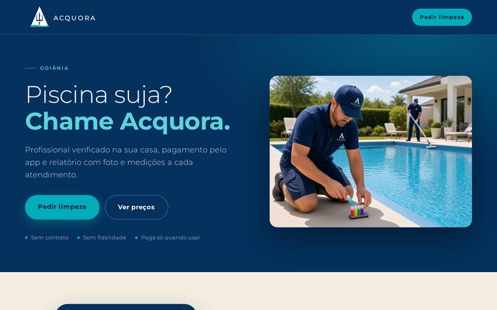 Tela da solução Acquora Piscinas