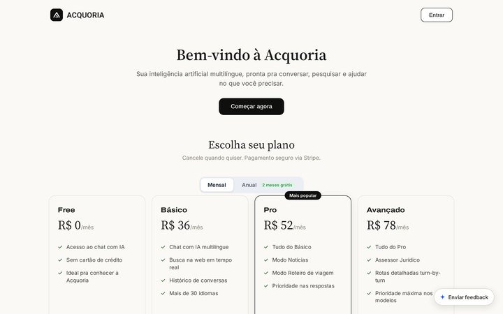 Tela da solução Acquoria AI
