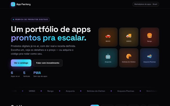 Tela da solução App Factory