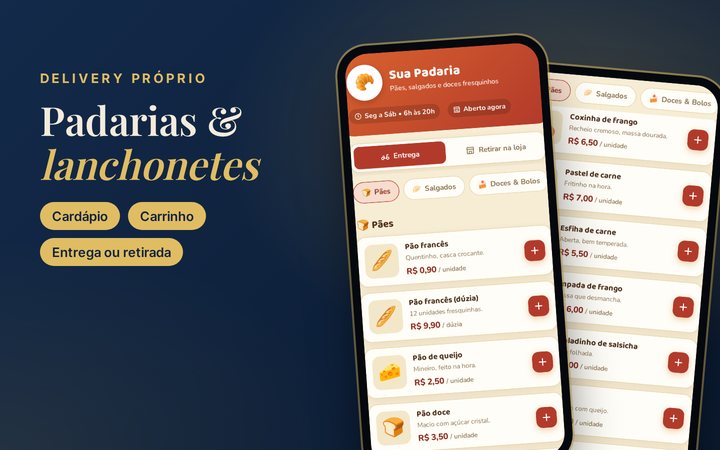 Tela da solução Delivery para Padarias e Lanchonetes