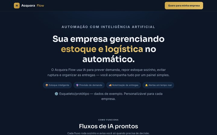 Tela da solução Acquora Flow