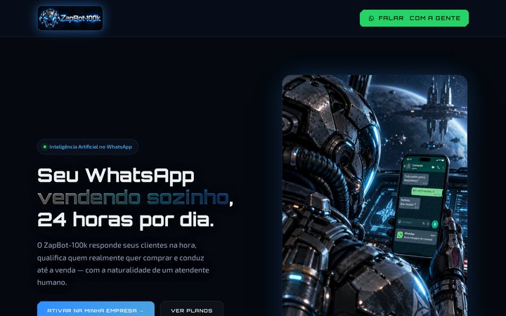 Tela da solução ZapBot-100k